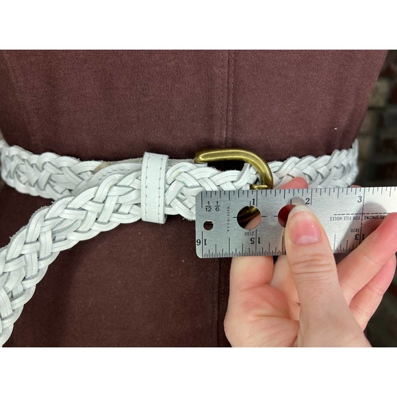 split leather belt white 1980s - Picture 7 of 9